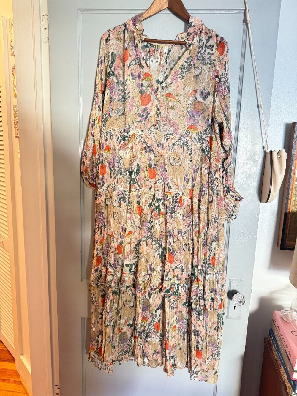 Anthropologie Marais Printed Chiffon Maxi Dress, Floral Print, Size 1X - Picture 2 of 9
